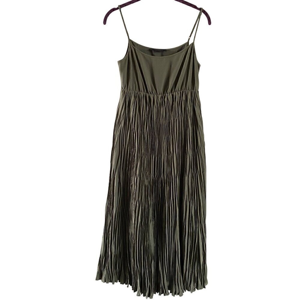 Allsaints Laze Dress Small 2 Piece Sweater Midi Slip Dress Utility Green Lined - Picture 3 of 15